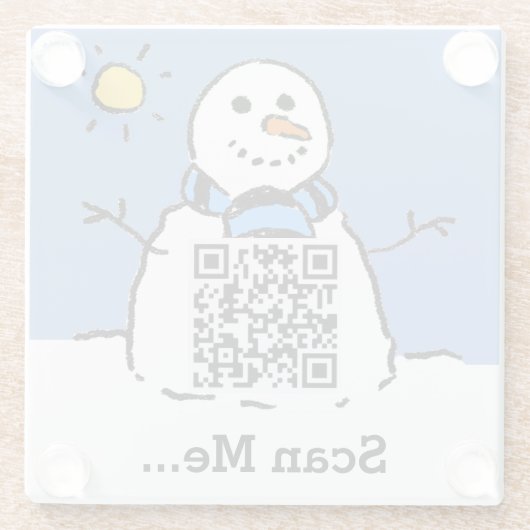 Snowman in Sunshine mit QR-Code Glasuntersetzer (Rückseite)