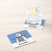 Snowman in Sunshine mit QR-Code Rechteckiger Pappuntersetzer (Vor Ort)