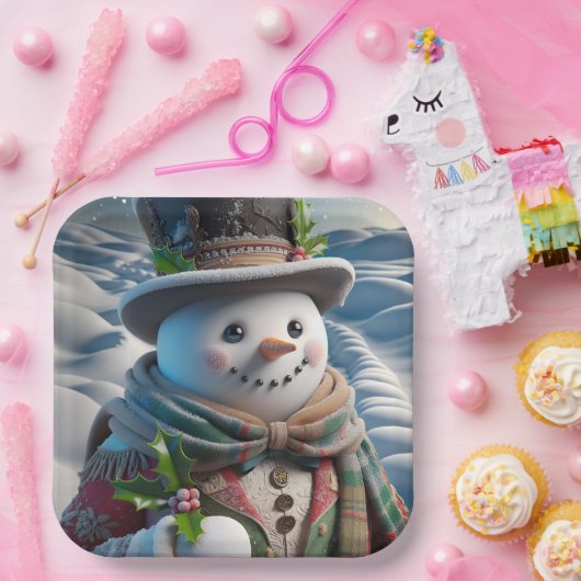 Snowman in Top Hat und Scarf, Weihnachten, Autor N Pappteller (Party)