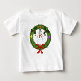 Snowman in Wreath Kleinkind Ruffle Dress Baby T-shirt