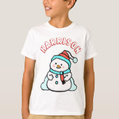 Snowman Individuelle Name Boys White Christmas T-Shirt (Vorderseite)