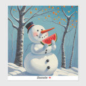 Snowman isst Wassermelone Aufkleber (Blatt)