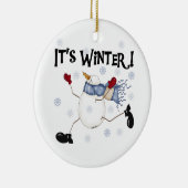 Snowman ist Winterschmuck Keramikornament (Rechts)