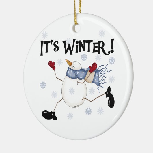 Snowman ist Winterschmuck Keramikornament (Links)