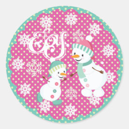 Snowman JoChristmas Snowflakes Round Sticker