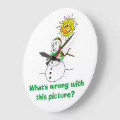 Snowman Joke What's Wrong With This Picture Große Wanduhr (Winkel)