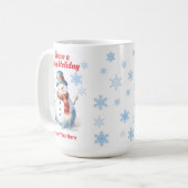 Snowman Jolly Holiday Weihnachten Schneeflocken Ta Kaffeetasse (Vorderseite Links)