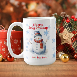 Snowman Jolly Holiday Weihnachten Schneeflocken Ta Kaffeetasse