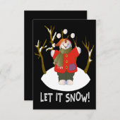 Snowman Juggling Snowball Weihnachtskarte Dankeskarte (Vorne/Hinten)