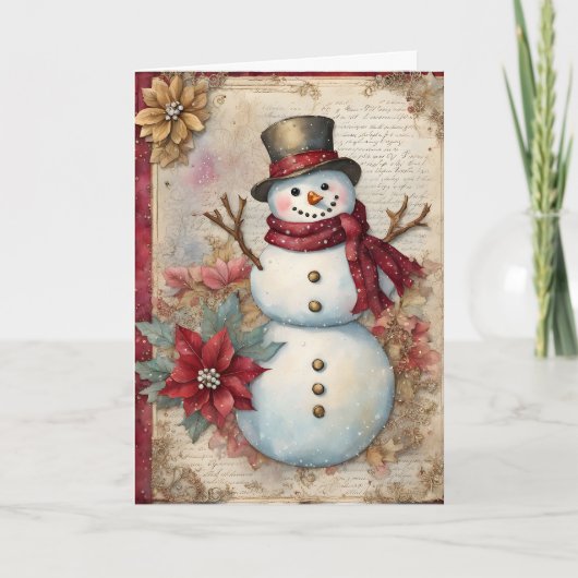 Snowman Junk Journal Page Christmas Karte (Vorderseite)