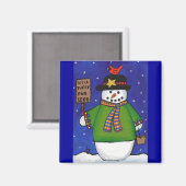Snowman & Kardinal - Weihnachtsmagnet Magnet (Vorderseite/Rückseite)