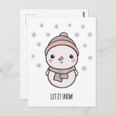 Snowman kawaii ließ es schneien postkarte (Vorne/Hinten)