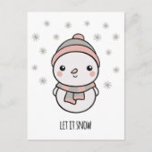Snowman kawaii ließ es schneien postkarte (Vorderseite)