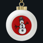 Snowman Keramik Kugel-Ornament<br><div class="desc">WeihnachtsIllustration mit niedlicher, schmiedeeiserner Dekoration. Es ist möglich, die Hintergrundfarbe zu ändern und das Design mit Ihrer Wahl zu ergänzen.</div>