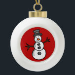 Snowman Keramik Kugel-Ornament<br><div class="desc">WeihnachtsIllustration mit niedlicher,  schmiedeeiserner Dekoration. Es ist möglich,  die Hintergrundfarbe zu ändern und das Design mit Ihrer Wahl zu ergänzen.</div>