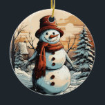 Snowman Keramik Ornament<br><div class="desc">Schneemann Weihnachtsschmuck Keramik Bringen Sie viel mehr Feiertagsjubeln zu Ihrem Baum mit einem maßgeschneiderten Keramik-Ornament. Füge deine liebsten Fotos,  Bilder und persönlichen Nachrichten hinzu. Du kannst beide Seiten des Ornaments selbst gestalten. Die goldene Schnur hilft dir dabei diesen Schmuck aufzuhängen und deine Erinnerungen perfekt zu präsentieren.</div>