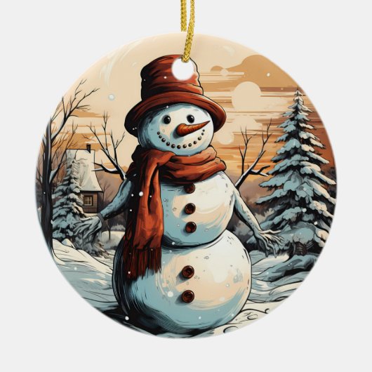 Snowman Keramik Ornament (Vorne)