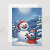 Snowman Kids Feiertagskarte (Vorne/Hinten)