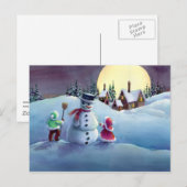 SNOWMAN & KIDS VON SHARON SHARPE FEIERTAGSPOSTKARTE (Vorne/Hinten)