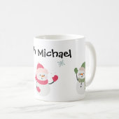 Snowman Kids Weihnachten personalisierte Mug Kaffeetasse (VorderseiteRechts)