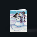 Snowman Kitty Cat von BiHrLe Card Feiertagskarte<br><div class="desc">Erstellt mit einem meiner Originalgemälde aus der Serie Meet the Flurries.</div>
