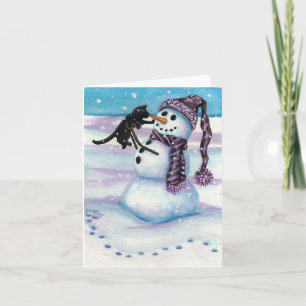 Snowman Kitty Cat von BiHrLe Card Feiertagskarte