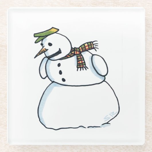 Snowman-Klarglas-Untersetzer Glasuntersetzer (Vorderseite)