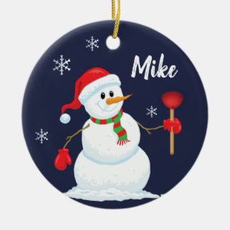 Snowman-Klempner-Verzierung personalisiert Keramik Ornament