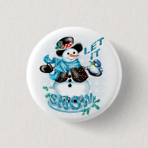 SNOWMAN-KNOPF LIESS ES SCHNEIEN KLEINER KNOPF 1 ¼ BUTTON