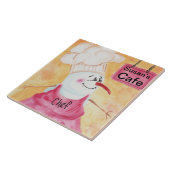 Snowman-Koch in Schürze und Koch-Hut Fliese (Seite)