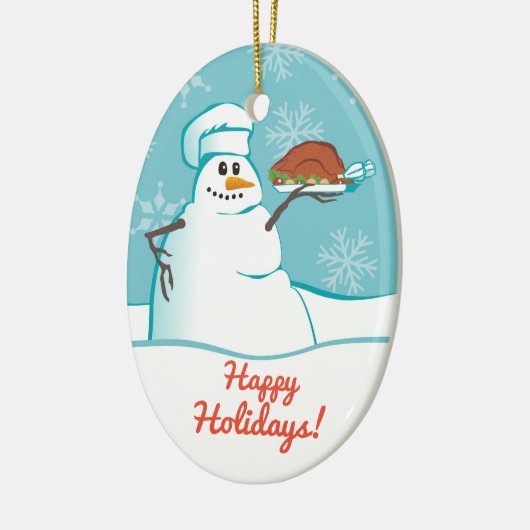 Snowman-Kochstruthahnabendessen Keramik Ornament (Links)