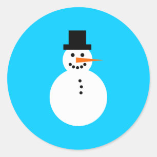 Snowman lächeln auf Sky Blue Winter Weihnachten Runder Aufkleber