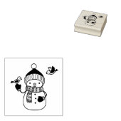 Snowman lächeln in gegossenen Hut und Scarf Gummistempel (Stempel)