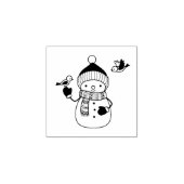 Snowman lächeln in geputztem Hut und Scarf 1x1 Gummistempel (Prägung)