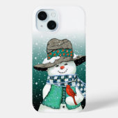 Snowman lächeln, Kardinal im Schneesturm Case-Mate iPhone Hülle (Rückseite)