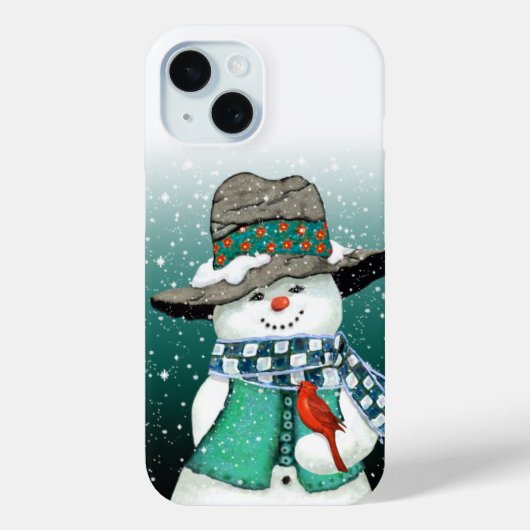 Snowman lächeln, Kardinal im Schneesturm Case-Mate iPhone Hülle (Rückseite)