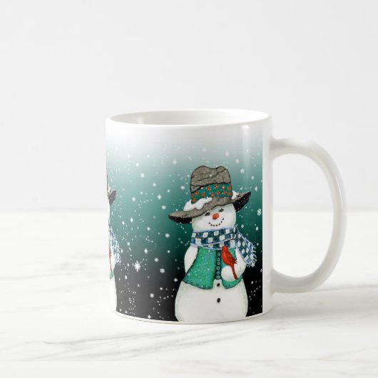 Snowman lächeln, Kardinal in einer Tasse des Schne (Rechts)