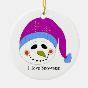 Snowman lächeln keramik ornament