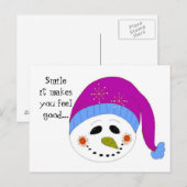 Snowman lächeln postkarte (Vorne/Hinten)