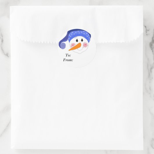 Snowman lächeln runder aufkleber (Tasche)