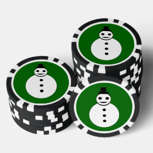 Snowman lächelt Weihnachten Pokerchips