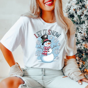 Snowman Lass es Winter T - Shirt schneien