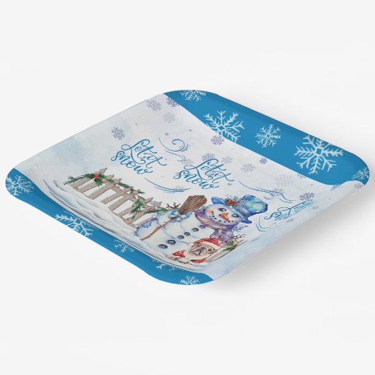 Snowman | Lassen Sie es Papierplatte schnippen Pappteller (Gewinkelt)