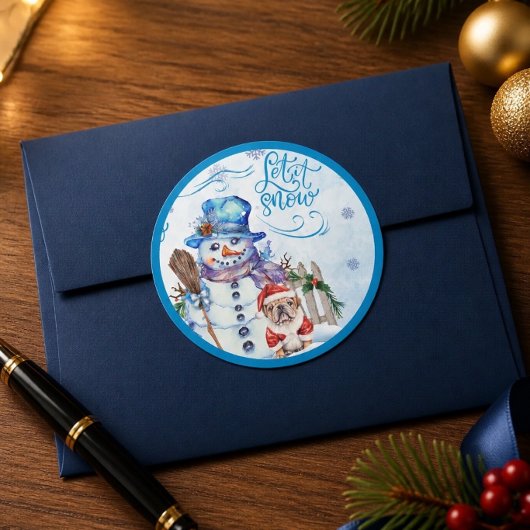 Snowman | Lassen Sie es rund schneeaufklebern Runder Aufkleber