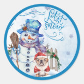 Snowman | Lassen Sie es rund schneeaufklebern Runder Aufkleber (Vorderseite)