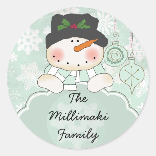 Snowman lässt es Personalisierten Round Sticker sc (Vorderseite)