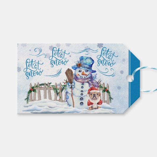 Snowman | Let it Snow Gift Tag Geschenkanhänger (Vorderseite (Horizontal))