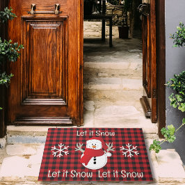 Snowman Let it Snow Red und Black Buffalo Kariert Fußmatte