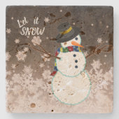 Snowman "Let it Snow" Top Hat, Steinuntersetzer (Vorderseite)