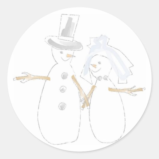 Snowman Liebe Couple Holiday Design Siegel Runder Aufkleber (Vorderseite)